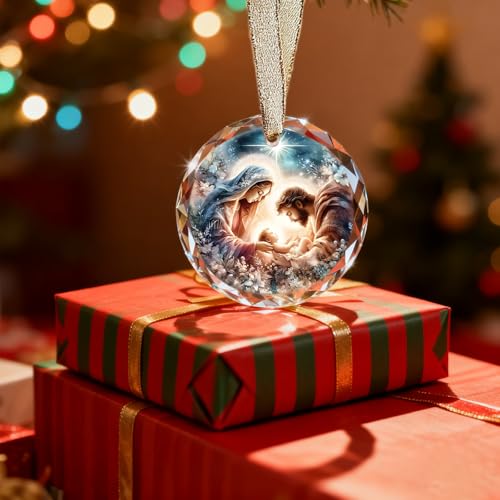Nativity Ornaments for Christmas Tree - Oh Holy Night Nativity Scene Christian Jesus Religious Christmas Ornaments - color: Blgs005