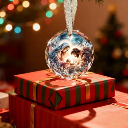 Nativity Ornaments for Christmas Tree - Oh Holy Night Nativity Scene Christian Jesus Religious Christmas Ornaments - color: Blgs005