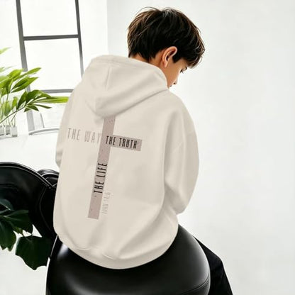Boys Christian Jesus Hoodie Kids Faith Bible Verse Sweatshirt - color: Apricot, size: 5-6 Years