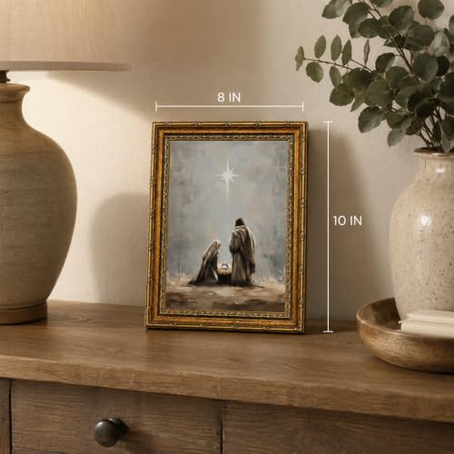 Nativity Scene Canvas Wall Art Framed Christian Rustic Artwork 10x8 Inch - color: Nativity Scene Canvas 25, size: 10"L x 8"W