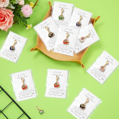 Kenning 12 Set Pocket Hugs Elephant Keychain Gifts Bulk, Positive Small Cute Pocket Size Inspirational Gifts with Motivational Cards for Teacher Employee Women Appreciation - style: Elephant