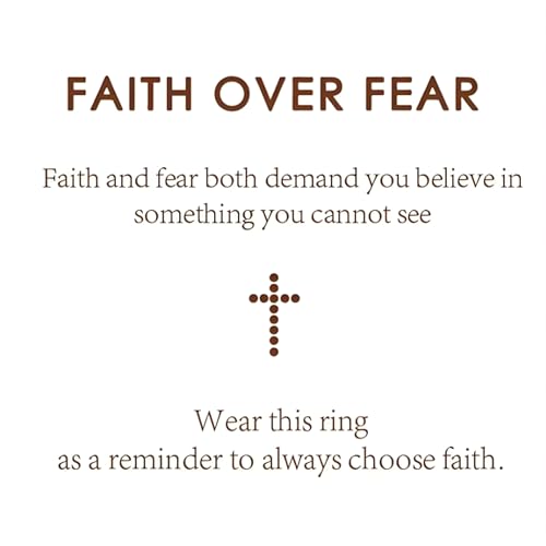 Faith Over Fear Cross Inspirational Rings for Women Daughter, Christian Blessed Hope Love Encouragement Rings Adjustable Open Tiny Purity Wrap Thumb Cross Ring Jewelry Graduation Cocktail Party - color: Rose Gold
