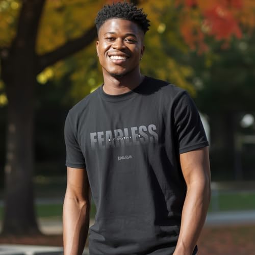 Kerusso Unisex Christian Crewneck Short Sleeve Graphic T-Shirt Cotton Fearless - size: 4X-Large