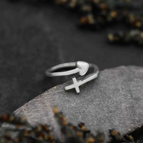 Wrapped in Christ's Love Adjustable Cross Ring Sterling Silver Women