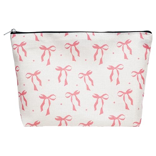 1 Pcs Pink Bow Makeup Bag Cute Sweet Cosmetic Bag Travel Toiletry Bag 9.84x6.69x2.17 Inch Ideal Gift for Women and Girls (Bow B) - color: Bow B