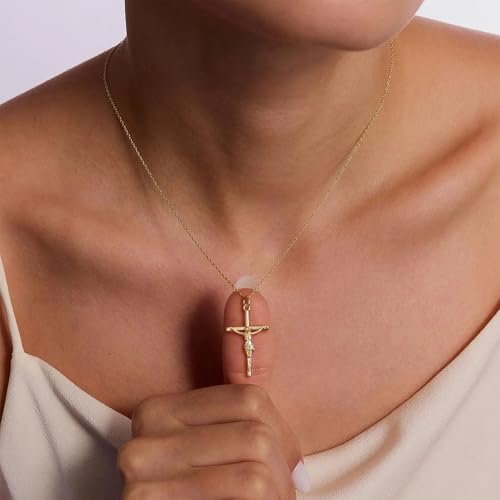 Cross Necklace for Women, Dainty 14K Gold Plated Cross Pendant Simple Long Necklaces for Women, Christian Faith Necklace Trendy Gold Jewelry Gifts for Easter - color: cross necklace