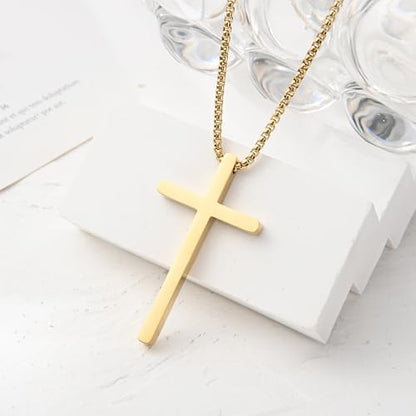 Three sets Steel Cross Necklace with Lord's Prayer, Stainless Steel, Silver, 24 Inches, Ball Chain,gift christian, Polished Finish, Military Theme, Religious Crucifix Pendan,fou gift box - color: Silver