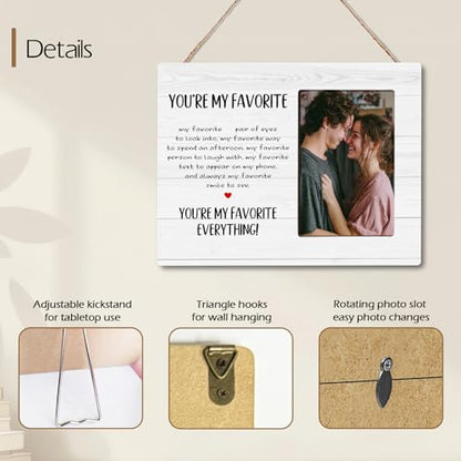 Anniversary Couple Gifts for Girlfriend Boyfriend, You Are My Favorite, Romantic Couples Wooden Picture Frame Gifts, Fits 4x6 Photo Frame