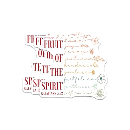 Fruit of The Spirit Sticker 3Pcs Decals Vinyl Waterproof - Journaling Christian Floral Bible Verse Quote Sticker for Water Bottles, Phone Laptop - color: Holo Spirit