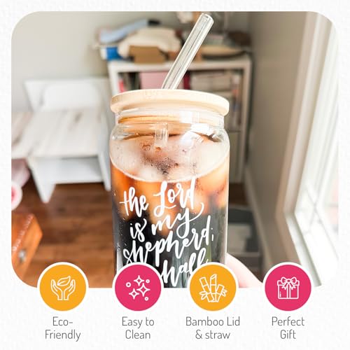 Elly and Grace Christian Tumbler for Women, 20 oz. Bible Verse Tumbler, Christian Cups, Faith Mug, includes lid and straw (Psalm 23-20oz)
