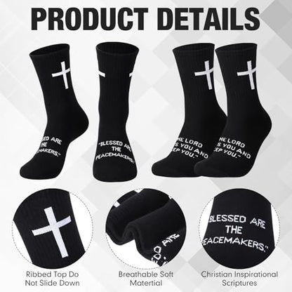 12 Sets Christian Gifts for Men Man of God Cups Socks,Black - color: Black