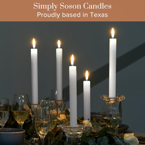 Simply Soson White Taper Candles 10 Inch Flat Top, Unscented, 8 Pack - color: White, style: Flat Top