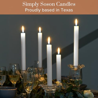 Simply Soson White Taper Candles 10 Inch Flat Top, Unscented, 8 Pack - color: White, style: Flat Top