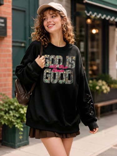 MOUSYA Christian Sweatshirts for Women God Shirts Jesus Graphic Pullover - color: Black, size: XX-Large