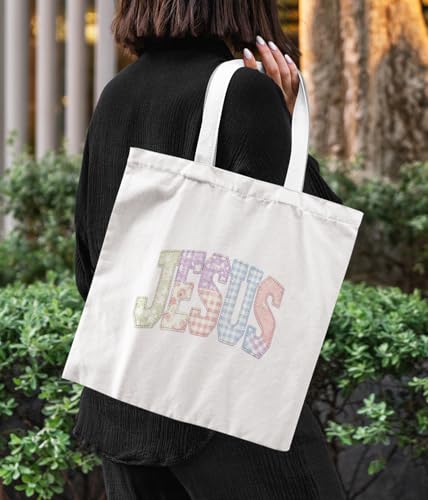 Christian Jesus Inspirational Canvas Tote Bag for Church Baptism - color: Jesus2