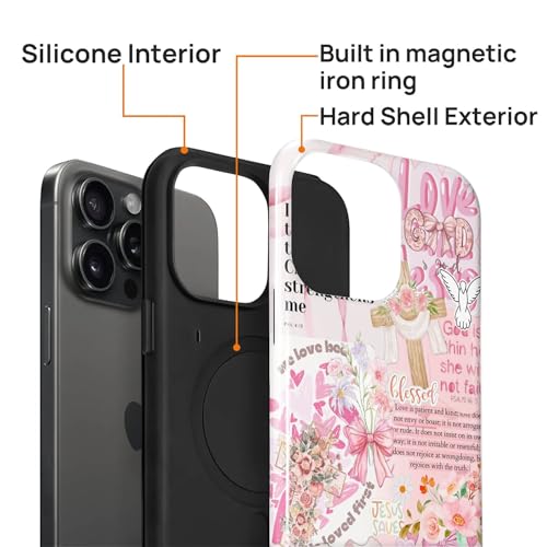 Magnetic Case for iPhone 15 Pro, Compatible with Magsafe PC Hard Shell & Silicone Inner Bumper Anti-Scratch Full-Body Cover Shockproof Slim Design Retro Newspaper Collage Religious Jesus - color: Retro Newspaper Collage Religious Jesus, size: iPhone 15 Pr