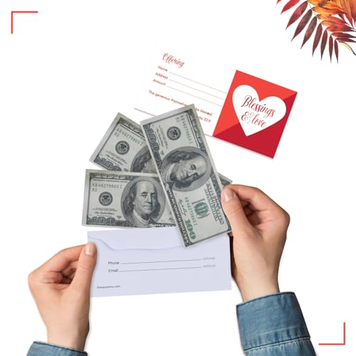 Church Offering Envelopes - Cash Envelopes For Tithes And Offering - Blessings & Love (NIV Scripture) - Pack of 100 - Swanson Christian Products