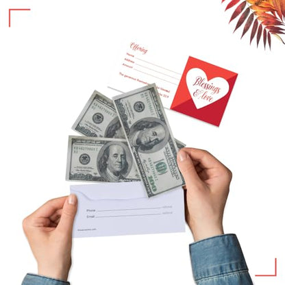 Church Offering Envelopes - Cash Envelopes For Tithes And Offering - Blessings & Love (NIV Scripture) - Pack of 100 - Swanson Christian Products
