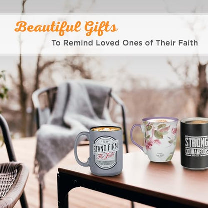 Christian Art Gifts Large Ceramic Inspirational Scripture Coffee & Tea Mug for Men & Women: Stand Firm Encouraging Bible Verse, Microwave & Dishwasher Safe Non-toxic Hot/Cold Cup, Gray & Black, 14 oz. - color: Gray/Stand Firm