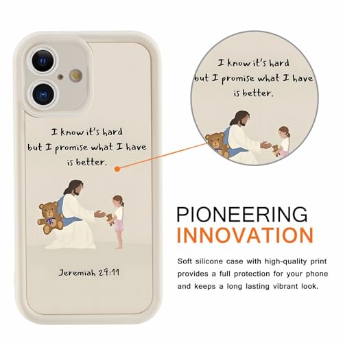 for iPhone 16 6.1'' Cute Bible Verse Bear Phone Case - color: White-Jesus Bear, size: iPhone 16