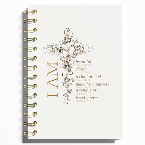 WFSM Inspirational Notebook - Christian Gifts, Daily Prayer Journal, Prayer Notebook, Spiral Bible Notebook, Christian Gifts Journal, Daily Prayer Journal, Christian Notebook for Women, 5.5x8.3 Inches - color: Flora Cross