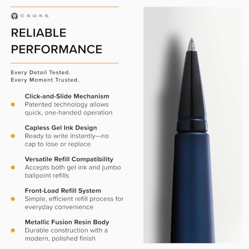 Cross Edge Matte Blue Lacquer Gel Rollerball Pen, Medium Point, Black Ink - color: Matte Blue