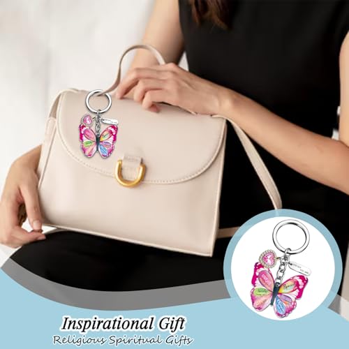 OEHEDOU Butterfly Gifts Keychain For Women Men Family Members Memorial Gift - color: Rose Pink Women