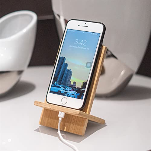 Bamboo Phone Stand Holder Adjustable Folding Phone Stand with Chargeable Hole for Desk - style: Phone Stand A