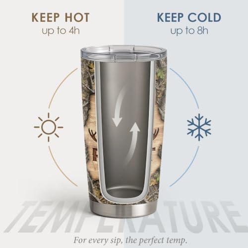 SANDJEST Hunting Tumbler 20oz, Stainless Steel Travel Cup with Lid, Eat Sleap Hunt Repeat Insulated Coffee Mug, Hunting Gifts for Men Friends Dad Grandfather on Birthday Christmas - color: Hunting