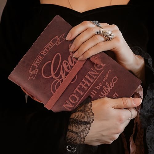 LEATHER VILLAGE Faith Journal Nothing Impossible Verse, Fuchsia 13x8. - color: Fuchsia, size: 13 inches X 8 inches