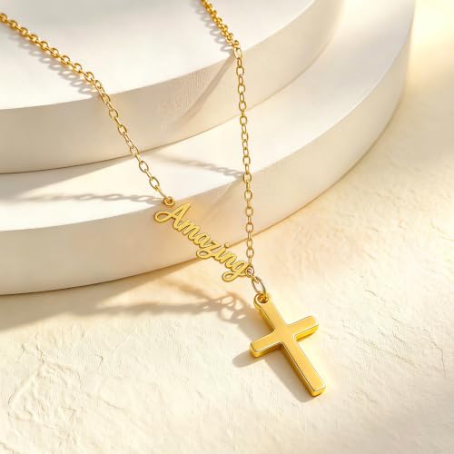 Faith Gold Cross Necklace for Women Christian Religiou Confirmation Jewelry - color: Amazing Gold