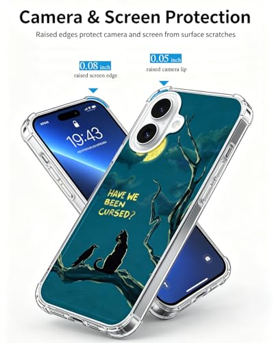 Crow and Black Cat Moon Phone Case Compatible with iPhone 17, Hippie Spooky Halloween Phone Cover for iPhone 17 - color: Crow and Cat