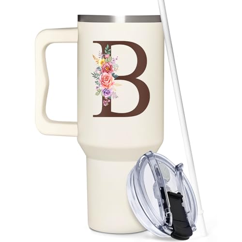 Personalized Gifts for Women, Customized Mother's Day, Birthday, Xmas Gift For Grandma, Mom, Wife, Friends, Sisters, Coworkers, Monogrammed Tumbler 40oz with Lid and Straw - color: B