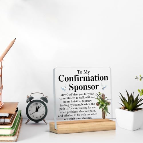 Confirmation Sponsor Gifts, Christian Baptism Acrylic Desk Sign - color: M60A09