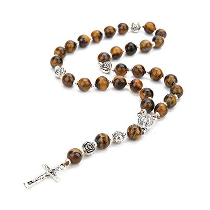 8mm Handmade Anglican Prayer Beads Rosary for Women - color: Silver(Tiger Eye)