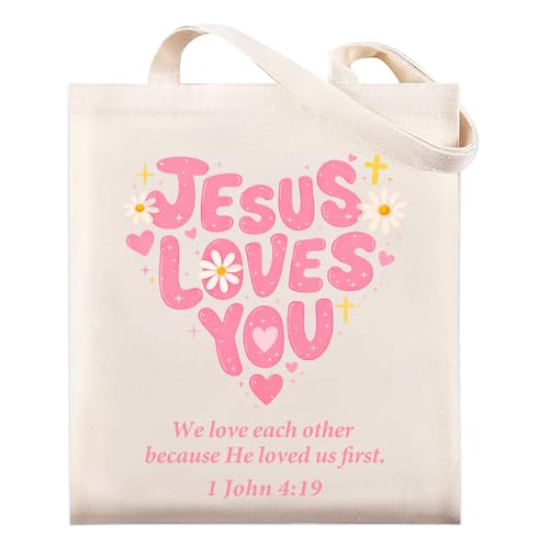 Bible Tote Bags for Women, Christian Tote Bag Reusable Grocery Shopping Bag