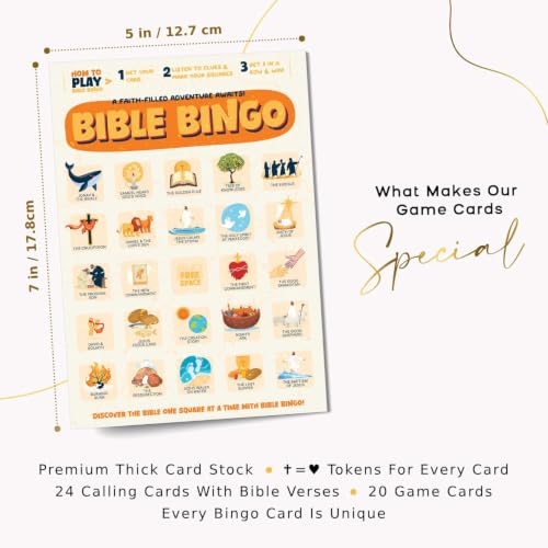 Markt Bible Bingo Game - Bible Games for Adults and Family, Sunday School Crafts, Christian Games, Faith-Based Trivia Board Game and Church Classroom Resources - color: Bible Bingo