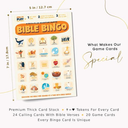 Markt Bible Bingo Game - Bible Games for Adults and Family, Sunday School Crafts, Christian Games, Faith-Based Trivia Board Game and Church Classroom Resources - color: Bible Bingo