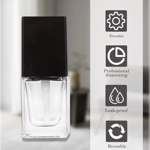 2Pcs 15ml/0.5oz Empty Clear Square Glass Emulsion Essence Bottle With Black Pump Head Cosmetic Foundation Travel Vials Containers Holder For Lotion Cleanser Essential Oils Liquids Body Cream