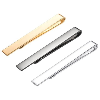 3Pcs Skinny Tie Clip Set Fancy Tie Clips For Men Unique - color: Slim 3 Colors Set