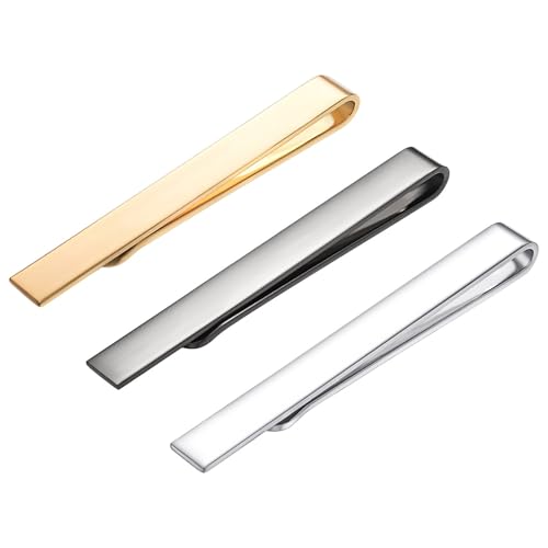 3Pcs Skinny Tie Clip Set Fancy Tie Clips For Men Unique - color: Slim 3 Colors Set