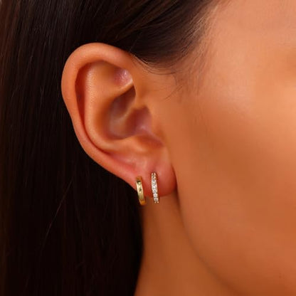 18K Gold Plated Hoop Earrings for Women, NICKEL-FREE & HYPOALLERGENIC, Timeless Jewelry Gift - color: Gold-C