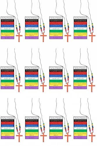 12 Sets Of Wooden Colors of Faith Plan of Salvation Beaded Cross Necklaces With Plan Of Salvation Pocket Cards Gospel Tracts Using 7 Colors Of Salvation Ministering Tool Inspirational Bible Verses