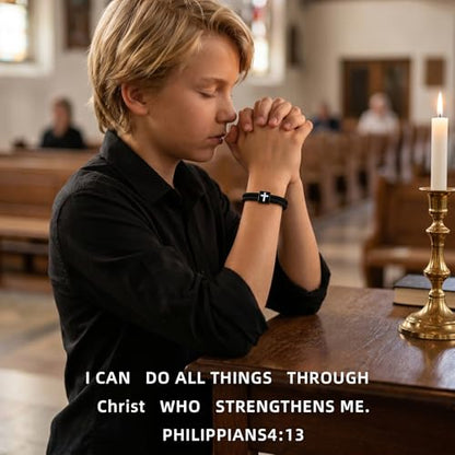 Christian Bible Verse Cross Bracelet for Men Teen - color: PHILIPPIANS 4:13
