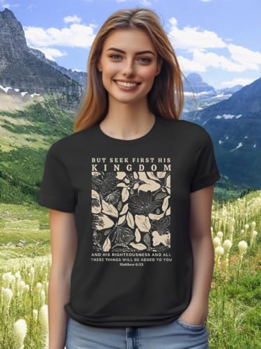 Christian Bible Verse T Shirts for Women - color: Black1, size: X-Large