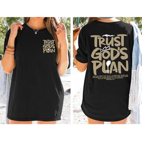 Christian Shirts for Women God Faith Shirt Jesus Oversized Religious Tees Bible Verse Tee Graphic Inspirational Tops - color: Black, size: Medium