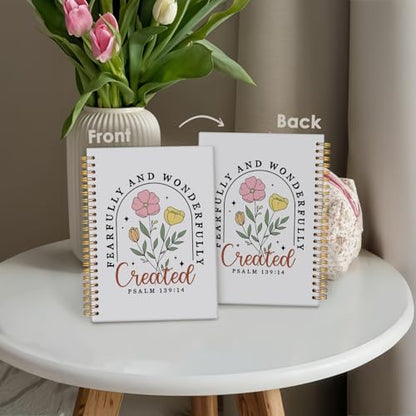 Bible Journal Notebook, Prayer Journal for Woman, Christian Girl Energy Journal, Bible Study Supplies, Bible Notebooks for Note Taking, Church Hardcover Spiral Notebook 5.5x8.3 - color: PSALM 139:14