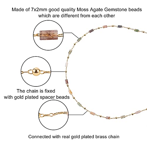 LiQunSweet 32.8 Ft(10 Meters) Vintage Natural Agate Crystal Stone Handmade Tube Shape Beaded Chain for Eyeglass Chain Decoration Jewelry Making Craftings - color: Agate Colorful