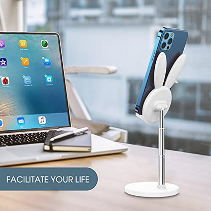 OATSBASF Cute Bunny Phone Stand Adjustable Phone Holder for Phones - color: White