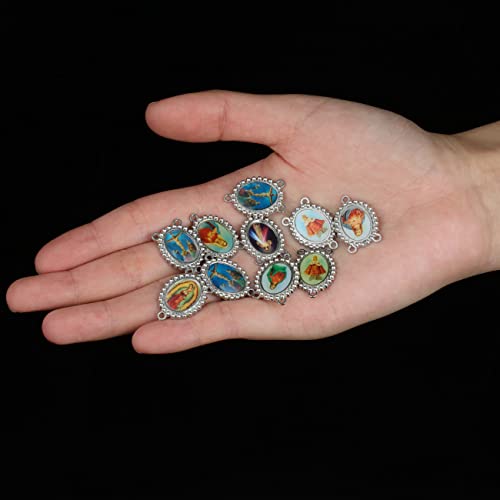 COTTVOTT St Benedict,Our Lady of Guadalupe Medal for DIY Jewelry Making,Virgin Mary Christ Jesus Rosary Center Connection Part - color: 30pcs-Enamel Medal E